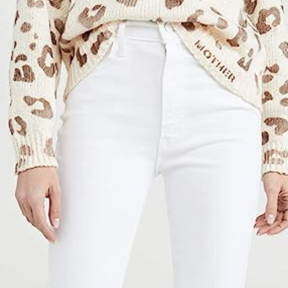NWT! Mother Women's The Hustler Ankle Fray Jeans, Fairest of Them All, White, 28 - Picture 5 of 11